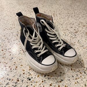 Black Converse Platform High-Top Sneakers with Zodiac and Embroidered Sun